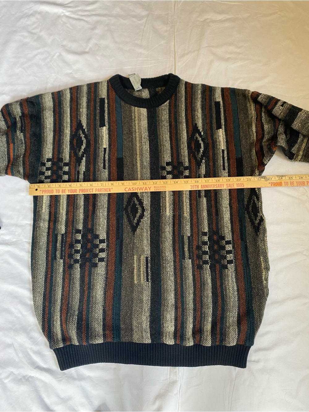 Tosani Wool Blend Eclectic Grandpa Coogi Style Psychedelic Crewneck Sweater 2XL - Picture 6 of 10